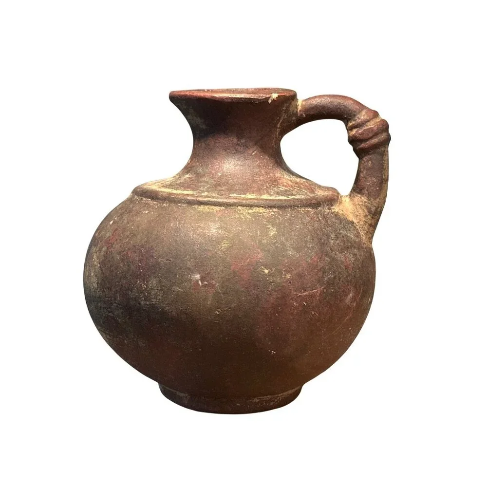 Mexican Terracotta Olla Vessel Rustic Folk Pottery Sculptural Deco Vintage Water - Picture 1 of 12